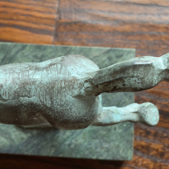 Bronze Running Horse Statue on Green Marble Base - Picture 6 of 10